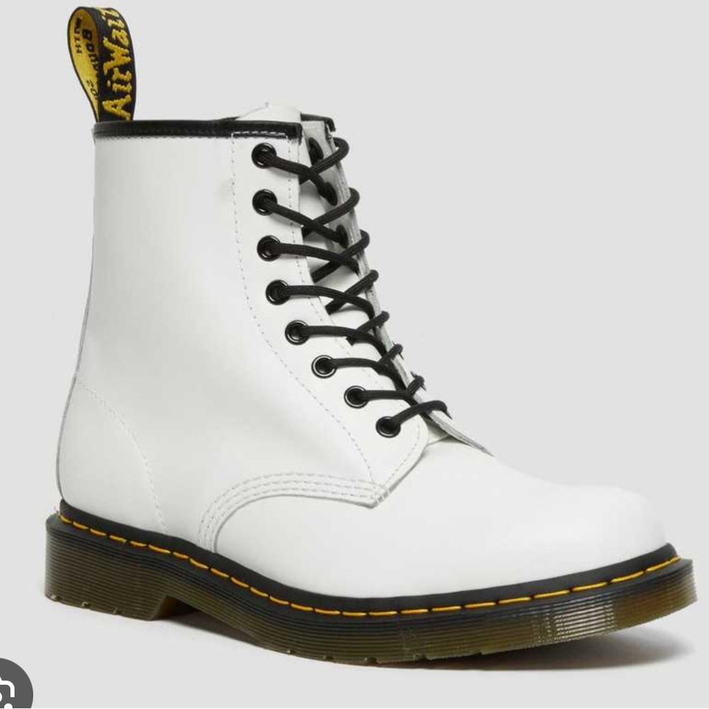 Dr. Martens White Leather Boots with Iconic Design